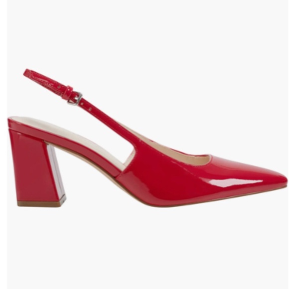 NIB Marc Fisher Red Patent Leather Slingback Pumps Block heel Shoes Sz 8.5 - Picture 2 of 10